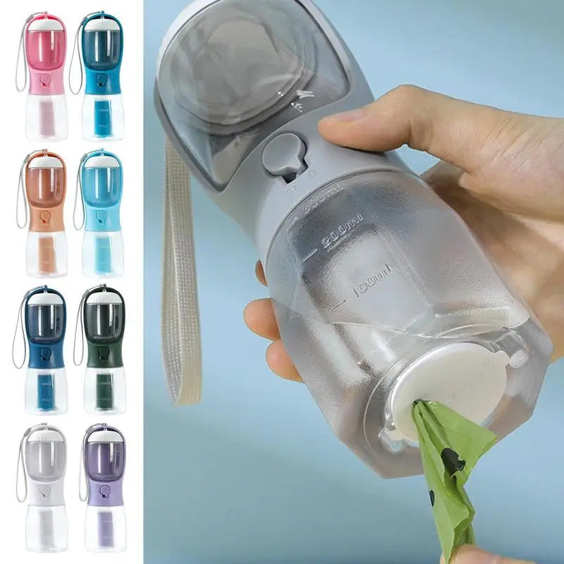 3-in-1 Portable Dog Water Bottle with Food Container & Waste Bag Holder