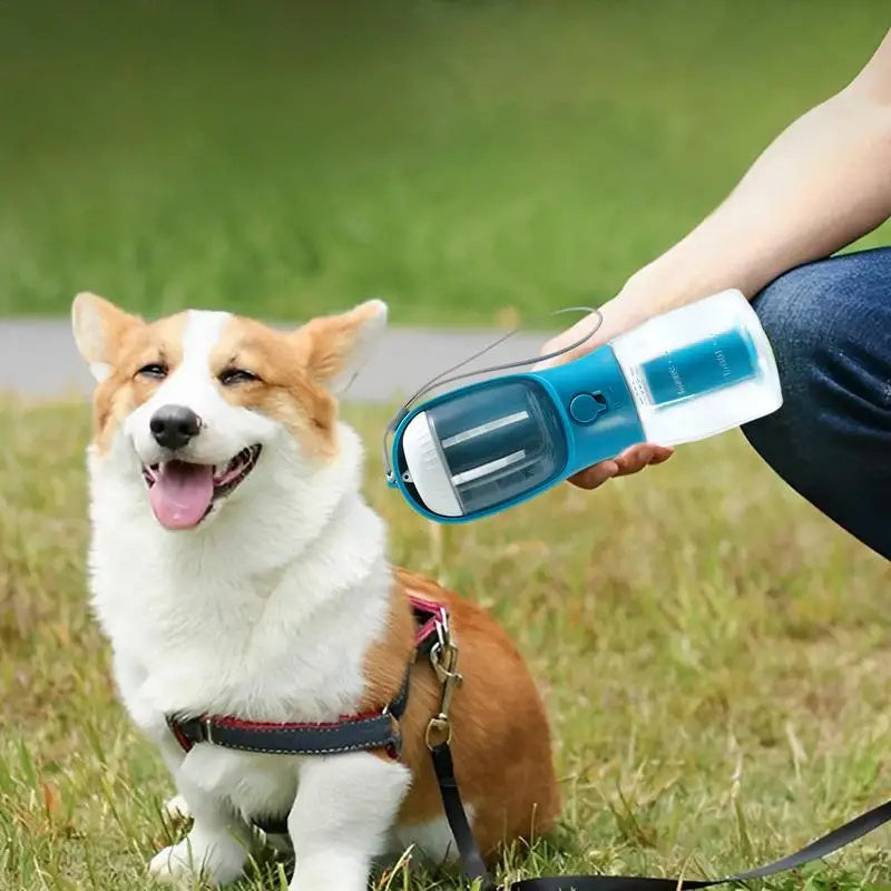 3-in-1 Portable Dog Water Bottle with Food Container & Waste Bag Holder