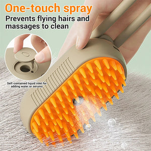 3-in-1 Electric Steam Pet Brush – Detangle, De-Shed & Massage for Cats and Dogs