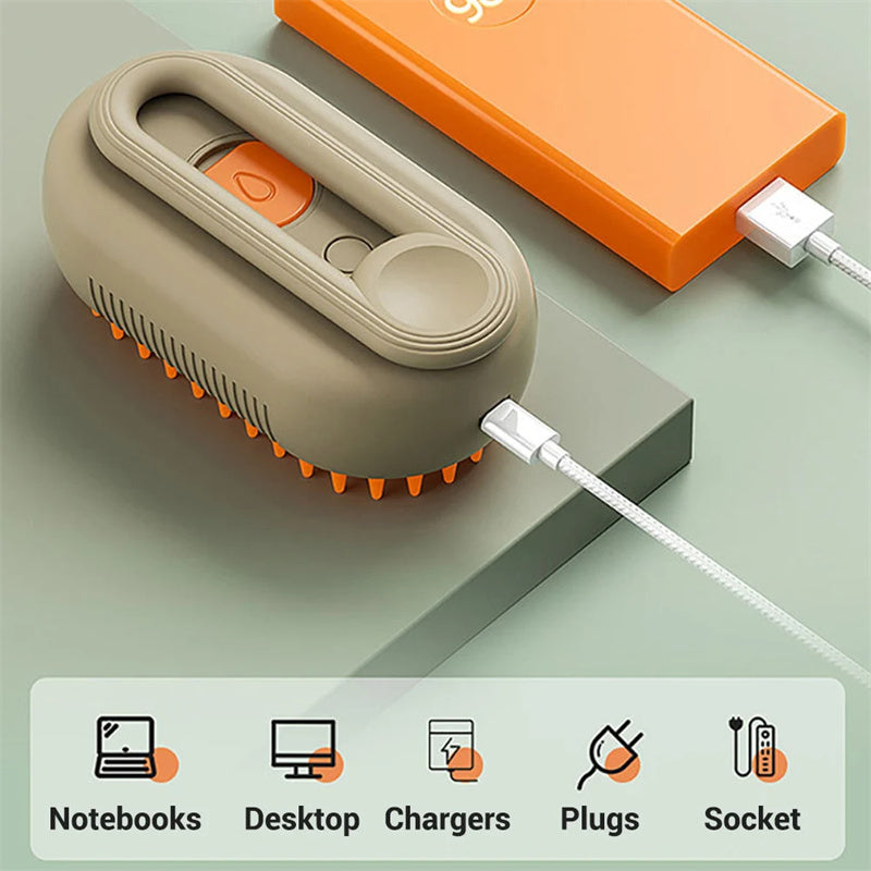 3-in-1 Electric Steam Pet Brush – Detangle, De-Shed & Massage for Cats and Dogs