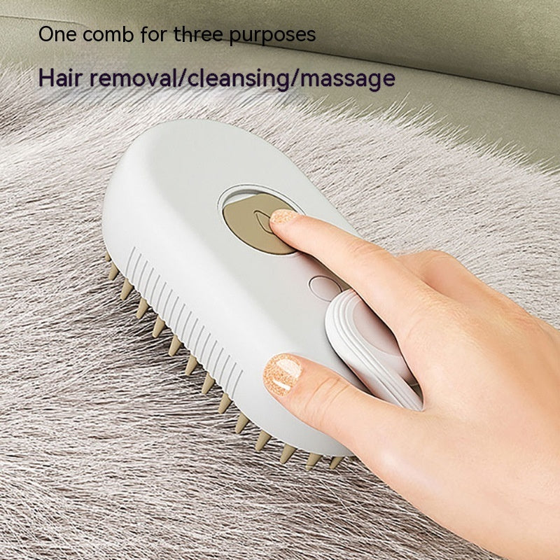 3-in-1 Electric Steam Pet Brush – Detangle, De-Shed & Massage for Cats and Dogs