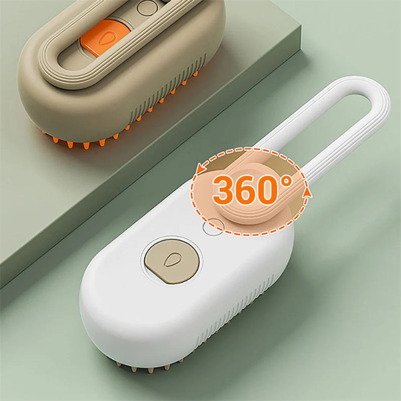 3-in-1 Electric Steam Pet Brush – Detangle, De-Shed & Massage for Cats and Dogs